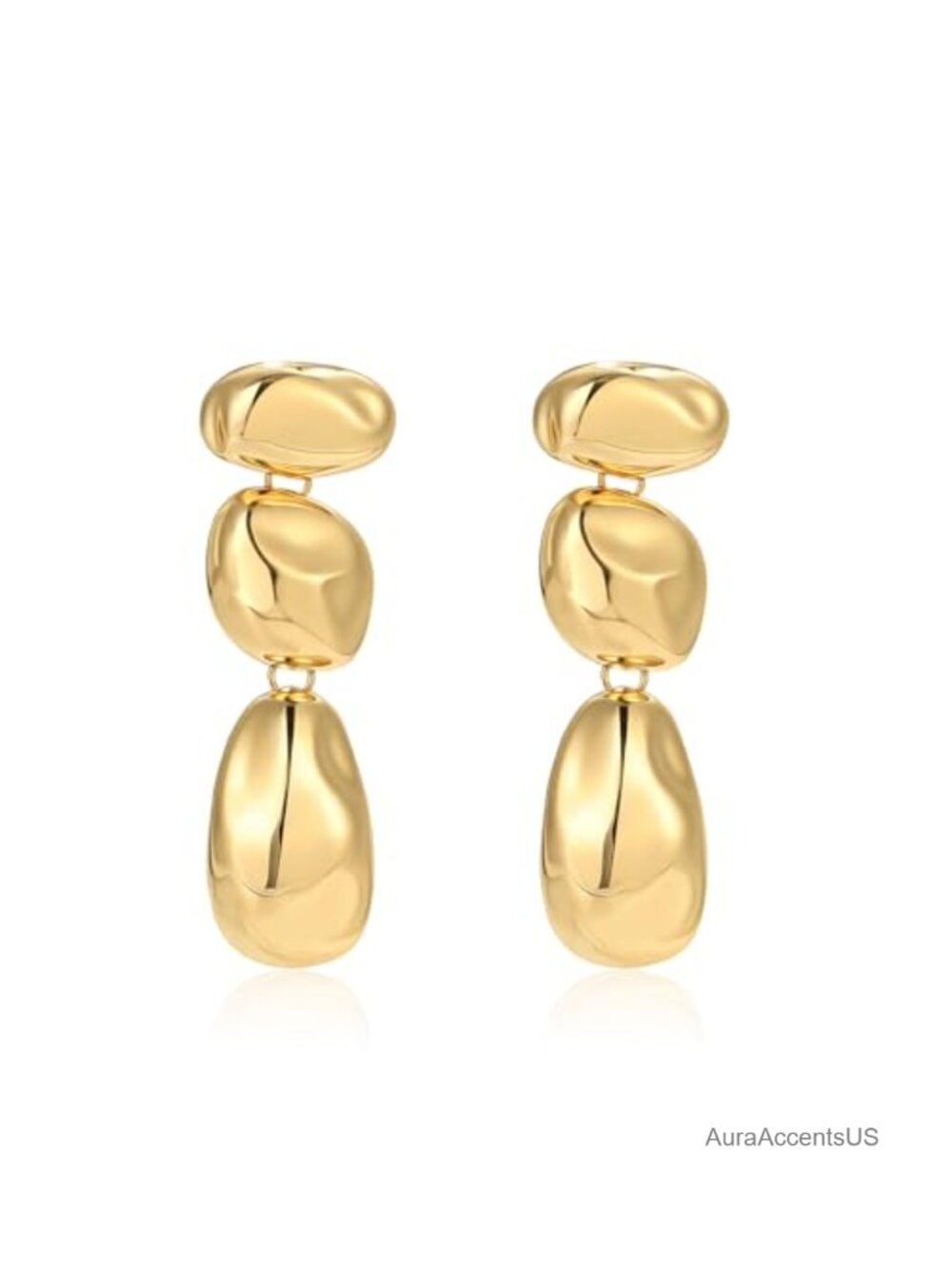 Two Tone Statement Dangle Earrings Stainless Steel Waterproof